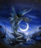 Moon Dragon II, dragon picture, Peter Pracownik Signed Framed Prints