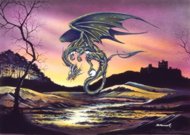 Emerald Dragon, dragon posters, Peter Pracownik Signed Framed Prints