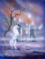 Abbey Unicorn, fantasy unicorns, Peter Pracownik Signed Framed Prints